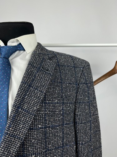 Big Guys Emporio Armani G Line Men's Plaid Grey Half Lined Blazer Jacket UK 48 - Picture 2 of 18