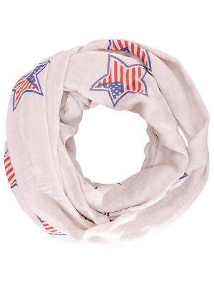 BEIGE AMERICAN FLAG STAR PRINT SOFT LIGHTWEIGHT SCARF
