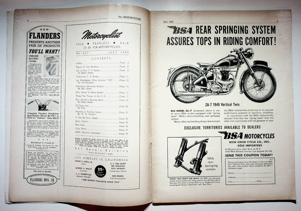 1949 July Motorcyclist Motorcycle Magazine Isle Of Man Laconia Greenhorn Tuners Foto 2 de 4
