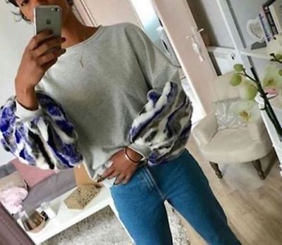 ZARA CONTRASTING SWEATSHIRT WITH RIBBONS ROUND NECKLINE LONG SLEEVES Cream S M L ZARA CONTRASTING SWEATSHIRT WITH RIBBONS ROUND NECKLINE LONG SLEEVES Cream S M L