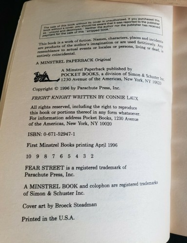 R.L. Stine's Ghosts of Fear Street #4, Nightmare in 3-D, #7, Fright Knight,1996 - Picture 8 of 10