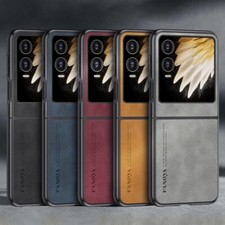 For Infinix Zero Flip Nubuck Leather Fabric Frame Fold Hard case cover