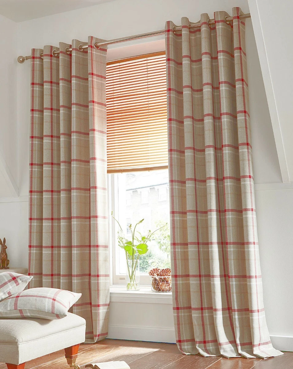 Red Checked Living Room Curtains Matttroy
