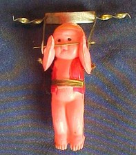 Vintage Plastic Metal Acrobat Figure Child Pink With Red Clothing