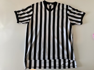 DALCO ATHLETIC Striped Referee Shirt Black White Size Large
