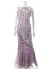 Saloni Tamara C Ruffled Silk Chiffon Maxi Dress / Multi