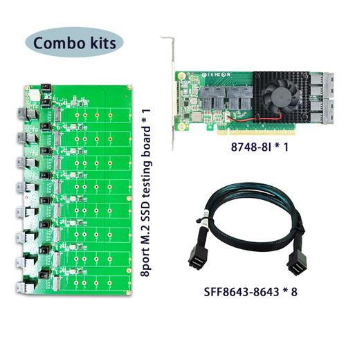 8749-8I PCI Express 3.0 x16 to 8 M.2 NVMe SSD test kit combo - Picture 1 of 14