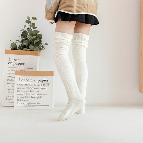 Long Socks Warm Over Knee High Wool Knitted Women Thick Stockings Thigh Winter - Picture 17 of 19