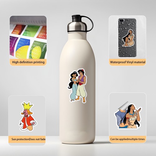 UK 100 Disney Princess Characters Cartoon Phone Stickers Laptop Vinyl Decals NEW - Picture 6 of 12