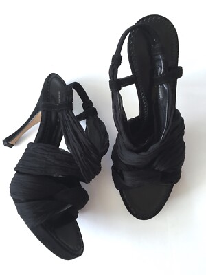 Ermanno Scervino Black Leather Sandals   Size 36.5   Elegant Detail