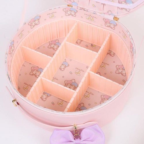 Sanrio Little Twin Stars Kiki Rara Makeup Box Cosmetics Storage Mirror New JAPAN - Picture 8 of 10