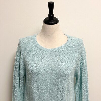 J Jill Canal Blue Seafoam Green Textured Knit Tunic Long Sleeve