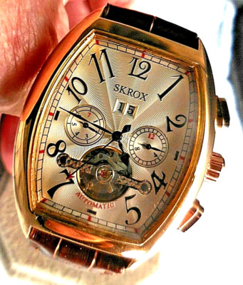 Mtr AUTOMATIQUE A TOURBILLON + DATEUR BOMBE ''SK ROX-A 507 FORSININ DMT'',TBEG