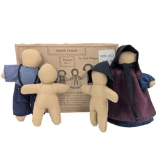 Gail Wilson Amish Family Kit 3" Historical Folk Dolls Almost Completed Americana