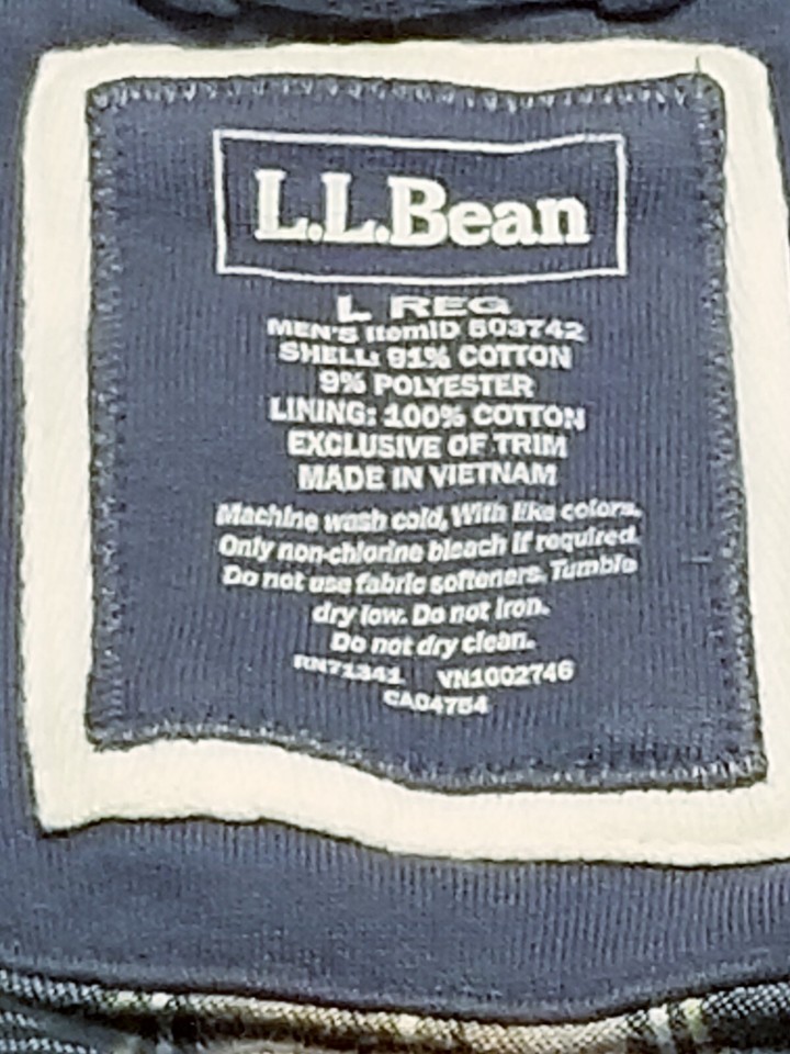 L.L. Bean Robe Men’s Size Large Blue Flannel Lined Rugby Hooded Heavy
