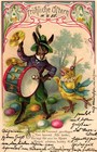 Easter, Bunny with Drum, Chick, Embossed Card, 1903