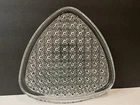 Vintage  Anchor Hocking Triangle Daisy Button Snack Plates Clear Glass Lot Of 7
