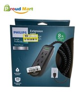 Philips 3-Outlet Grounded Extension Cord, 8 Ft Indoor Extension Cord with Surge