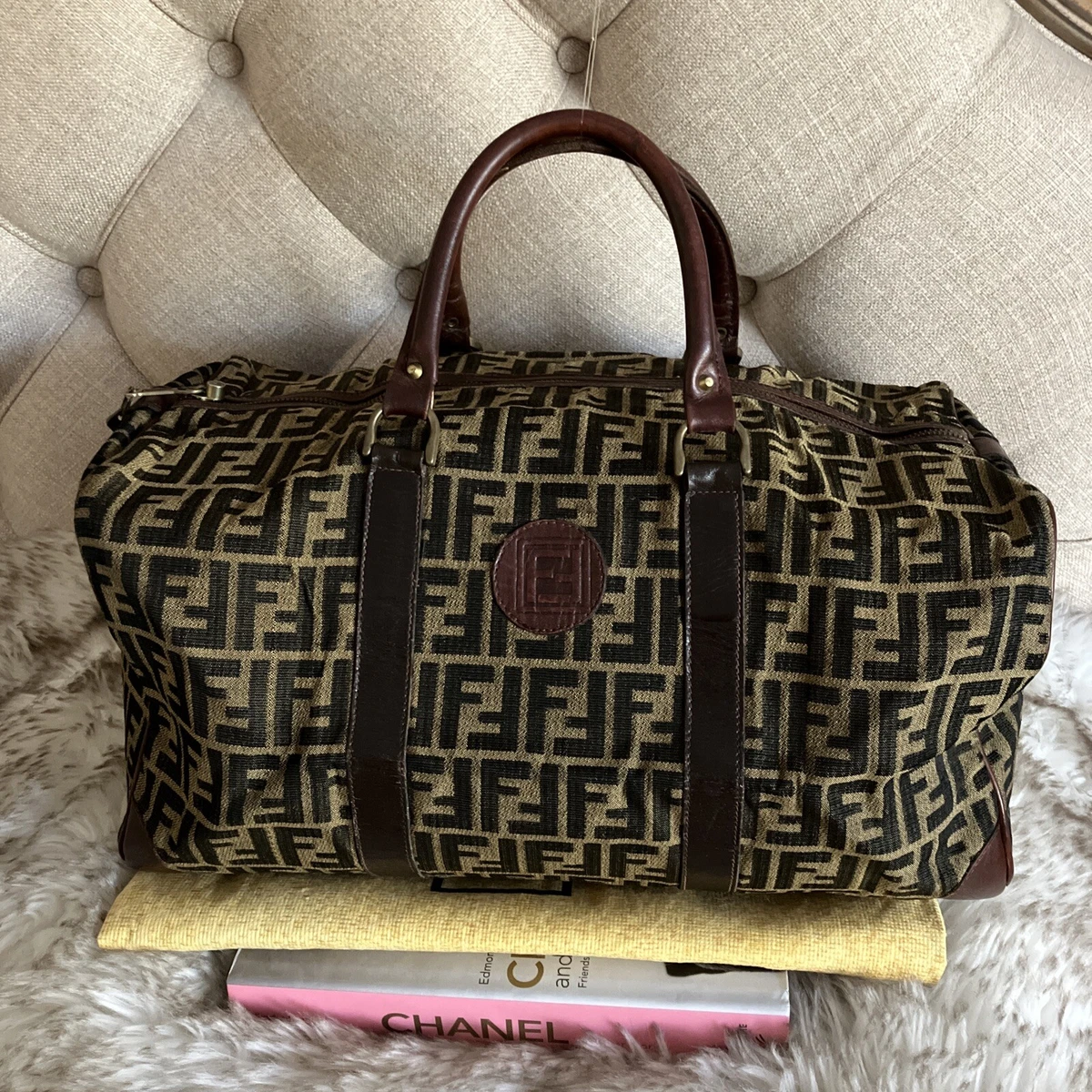 Authentic Vintage Fendi Zucca Boston Bag 