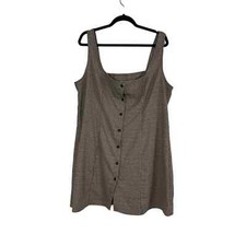 Cider Women's Houndstooth Square Neck Button Up Mini Dress Curve & Plus 1X