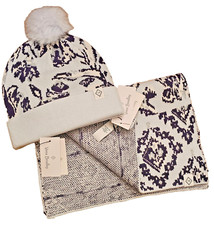 Vera Bradley Knit Pom Beanie Scarf Set in Perennials Misty Surf