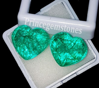 Natural Emerald Heart Cut 8 to 10 Ct Certified Pair Loose Gemstone P256
