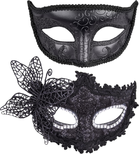 SIQUK 2 Stück Venezianischen Masquerade Maske Paar Maskerade Masken Damen Herren - Bild 1 von 13