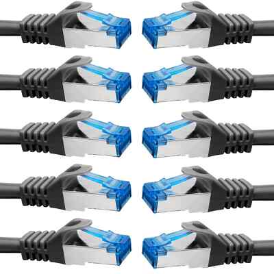 10 x 2m CAT7 Netzwerkkabel Patchkabel Ethernet DSL LAN Netzwerk Kabel schwarz