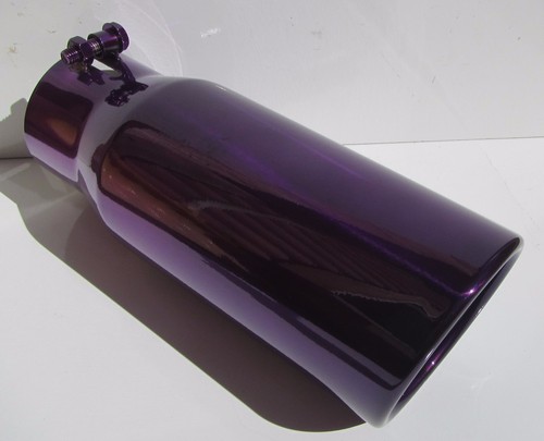 CONSEJO ESCAPE DIÉSEL TRANSPARENTE CROMO MORADO 3.5" ENTRADA X 4.5" SALIDA X 12" LARGO - Imagen 2 de 5