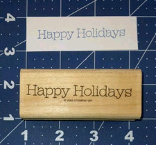 Stampin' Up Happy Holidays Wood Mounted Rubber Stamp