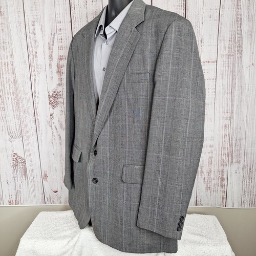 Haggar Jacket Blazer Mens 46L Gray Multicolor Plaid - Picture 6 of 11