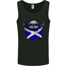 Scozia Bandiera Teschio Scozzese Biker Gotico Uomo Canotta Maglia