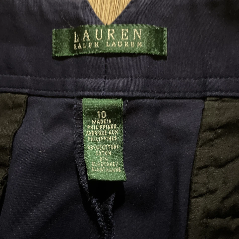 Pantalones chinos vintage para mujer Lauren Ralph Lauren talla 10 azul marino plisados Foto 3 de 4