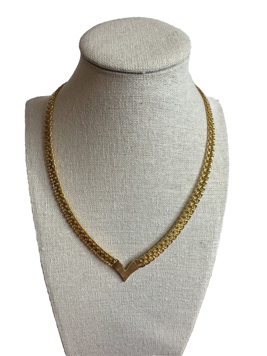 Napier Signed Gold Tone Collar Necklace V Shape Point