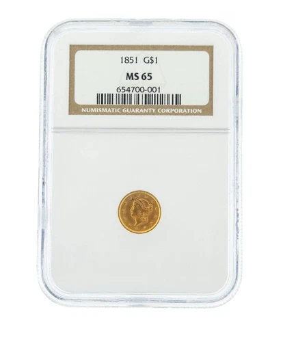 1851 G$1 NGC MS 65 One Dollar Liberty Head Gold Coin