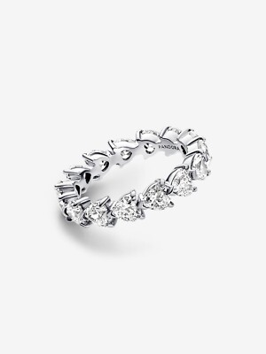 New* Pandora Band of Clear Hearts Ring-193103C01 | eBay