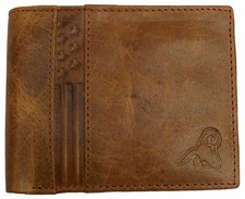 Tan Genuine Leather Slim Bifold Mens Wallets RFID Blocking Card Holder