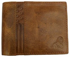 Tan Genuine Leather Slim Bifold Mens Wallets RFID Blocking Card Holder