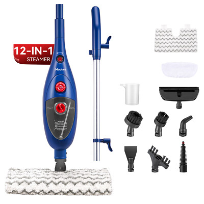 MOOLAN 12-in-1 Lightweight Steam Mop: Effortlessly Removes Floor Stubborn Stains