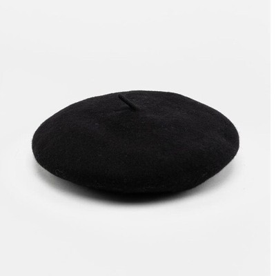 H\u0026M Basic 100% Wool Beret Hat Black 