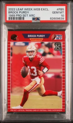 Graded 2022 Leaf Web Exc Brock Purdy #PB5 1989 Pro Set XRC Football Card PSA 10