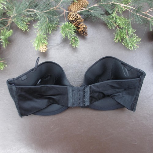 Lilyette Bra 36D Black Lace Strapless Underwire Padded Adjustable Clasp - Picture 5 of 9