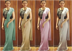 ruffle saree party wear