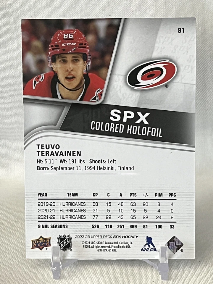 2022-23 Upper Deck SPx Purple /149 Holofoil #91 Teuvo Teravainen - Image 2 of 2