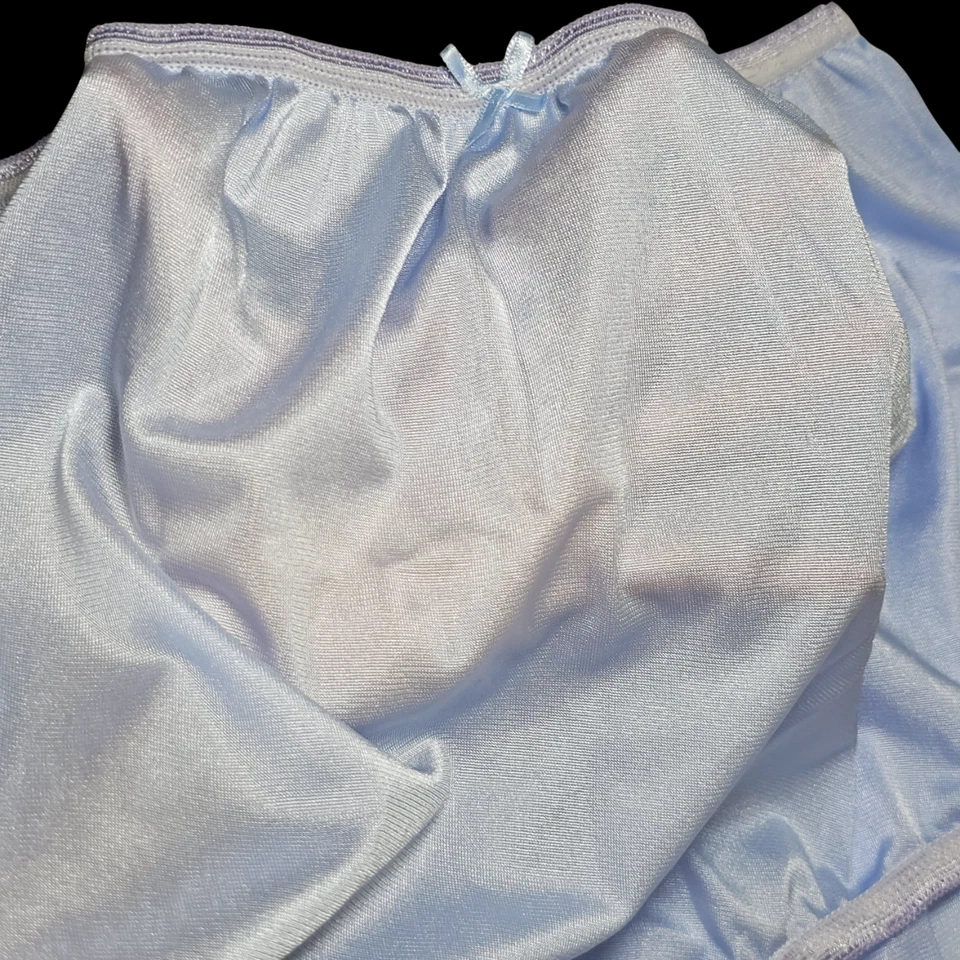 Braguita de nailon resbaladiza púrpura azulado abuela calzoncillo sedoso de colección talla 9-10 cadera 40-50" Foto 2 de 4