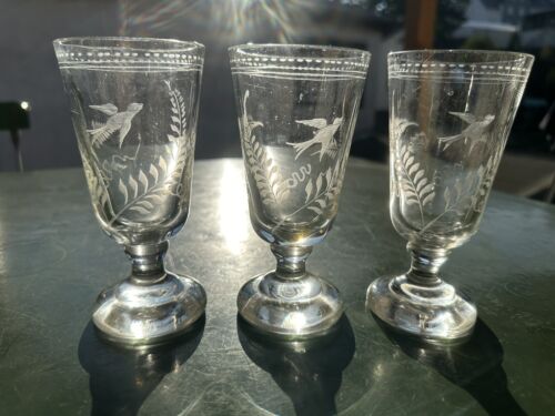 3 Antike Trink Gläser Dekor Geschliffen Jugendstil - Bild 1 von 8