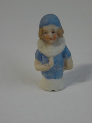 Antique German Pin Cushion Sewing Half Doll Figurine hand painted HD19