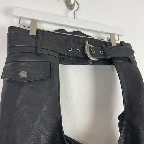 Genuine Deluxe Heavy Leather Harley Davidson Chaps Size Medium - Picture 2 of 11
