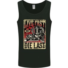 Live Fast Motorcycle Motorbike Biker Chopper Mens Vest Tank Top