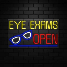 Eye Exams Open Sign for Retail Displays | LED Flex Neon | 37"W x 20"H x 1"D